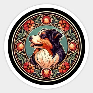 Aussie Dog  - Australian Shepherd - Art Nouveau Style Sticker